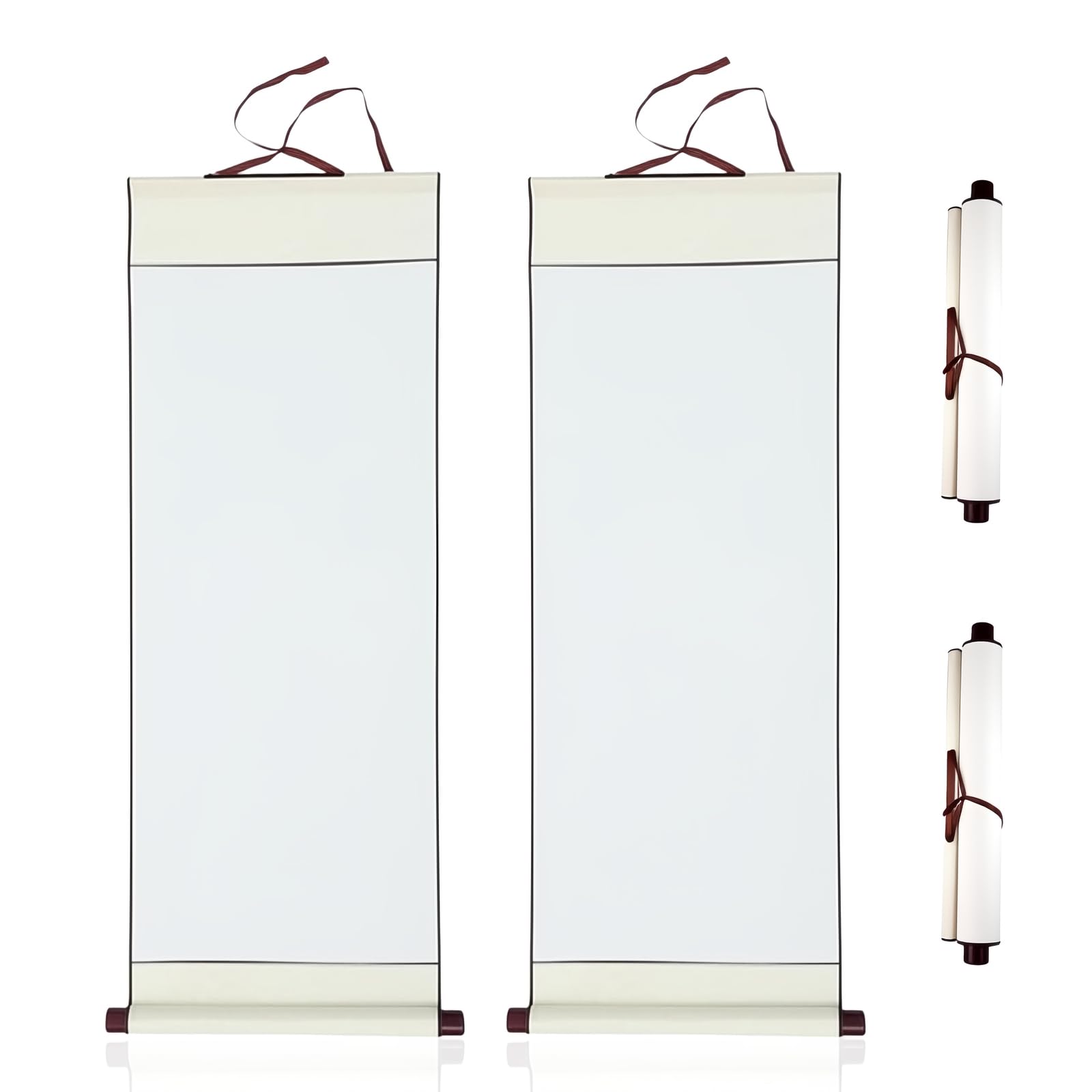 Qknosm White 2 Pcs Paper Scroll, 80X34cm Chinese Xuan Paper Hanging Rice Papers Wall Mounting Scrolls Blank Hanging Scroll Blank Calligraphy Scrolls For Calligraphy Writing Painting Sumie