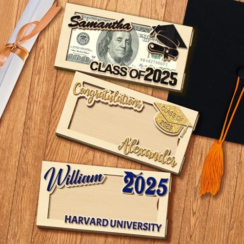 Generic Personalized Graduation Gifts 2024 Custom Graduation Money Holder Class of 2024 Customized Wooden Card Box Cash Holder for High School College Graduate, Style2