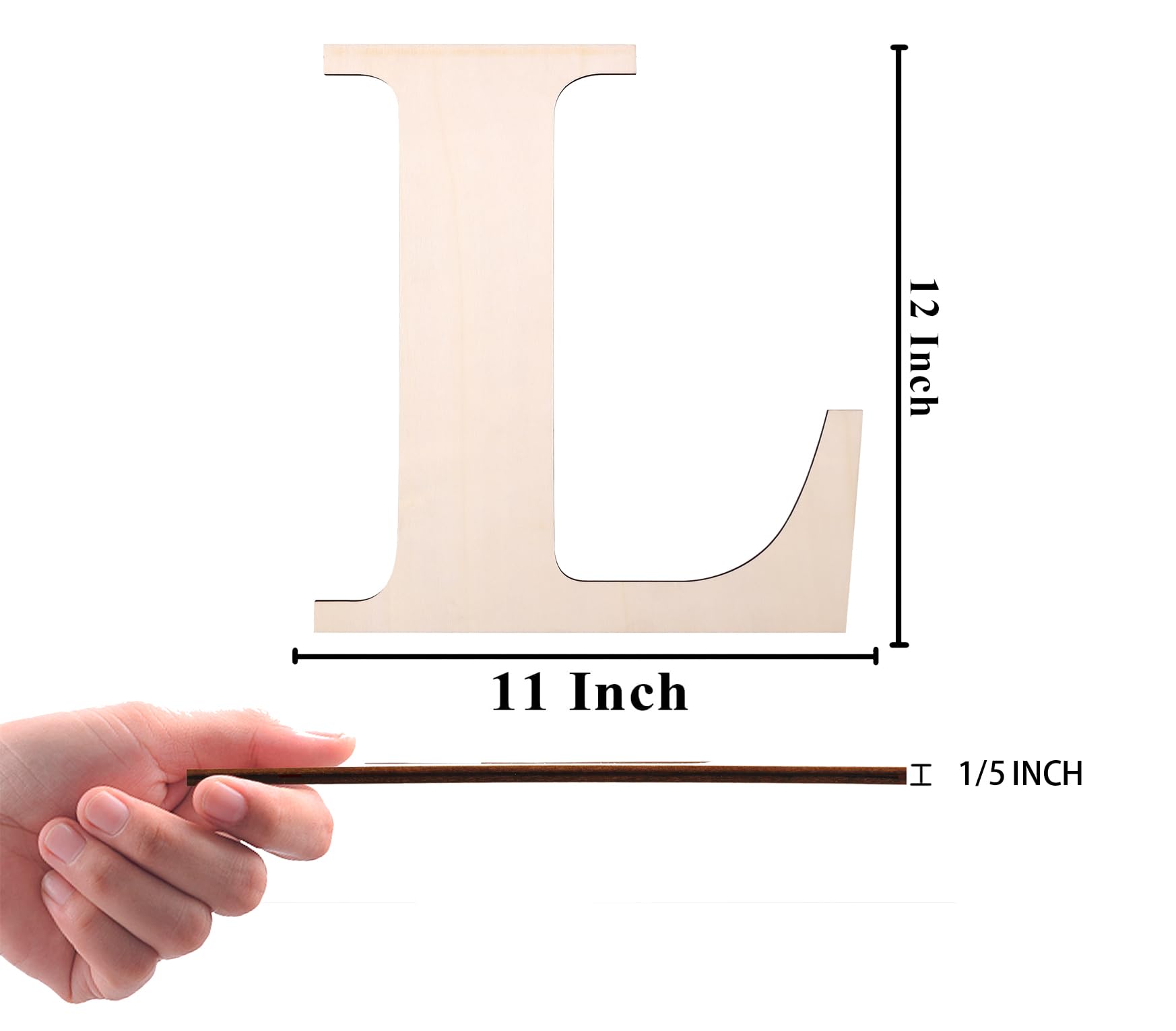 12 Inch Unfinished Wood Letter L - 1/5" Thick, For Wall Decor, DIY Painting, Crafts - View #2