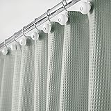 mDesign Fabric Shower Curtain, Hotel Quality Waffle Weave - Metal Grommet Hooks - Heavy Duty for...