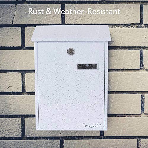Modern Wall Mount Locking Mailbox - Indoor Outdoor Universal Vertical Mounted Mail Box, Large Capacity Home/Office Drop Slot Secure Lock Keys - Serenelife Slmab26 #TOP5