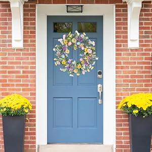 Sggvecsy 20 Inch Easter Wreath with Spring Artificial Flower Colorful Eggs Daisies Lavender Eucalyptus Leaves for Front Door Easter Summer Farmhouse Holiday Wall Home Window Decor Sggvecsy 20 Inch Easter Wreath with Spring Artificial Flower Colorful Eggs Daisies Lavender Eucalyptus Leaves for Front Door Easter Summer Farmhouse Holiday Wall Home Window Decor