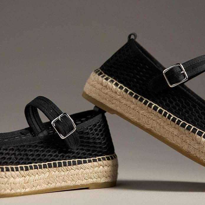 MAVMAX Mary Jane Espadrilles for Women Woven Outsole Ballet Flats Platform Canvas Shoes Summer Flat4