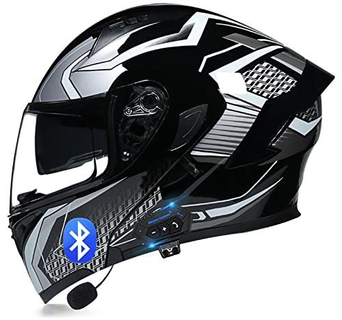 Casco Integral para Hombre con Visera Solar Tintada Casco de Moto Casco de Motociclista Probado por ECE Four Seasons New Street Touring Style,1- XL=59-60cm