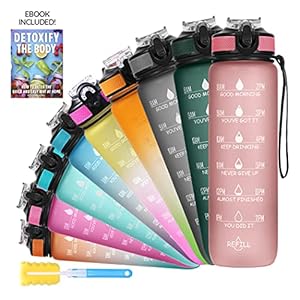 SOLARA Unbreakable Water Bottle with Motivational Time Marker, Sipper Bottle with straw, Water bottle for Gym Office| Mobile app with Drinking water reminder