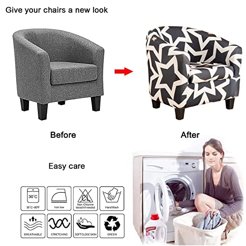 Ancheng 2 Piece Tub Chair Covers With Cushion Cover Soft Stretch Club Chair Slipcover Furniture Protector With Elastic Bottom Spandex Couch Covers For Bar Counter Living Room(D10) #TOP5