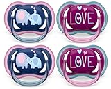 Philips Avent Ultra Air Pacifier - 4 x Light, Breathable Baby Pacifiers for Babies Aged 18 Months Plus, BPA Free with Sterilizer Carry Case (Model SCF349/23)