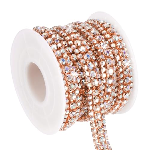 Rollo de cadena de diamantes de imitación PATIKIL de 3 filas para reparar bordes 2
