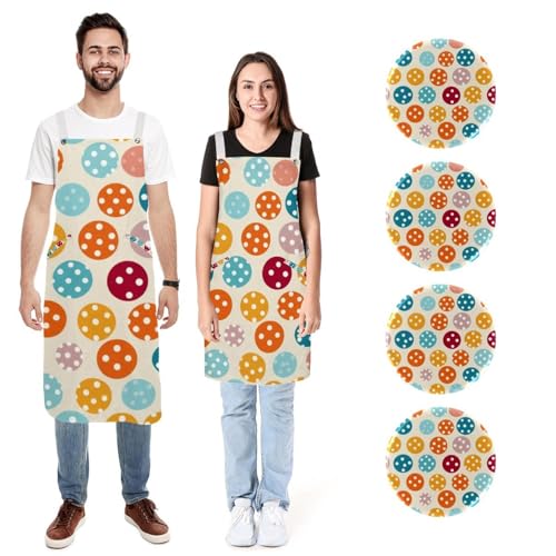 Tablier de cuisine en lin lot de 2 avec poches réglables homme femme