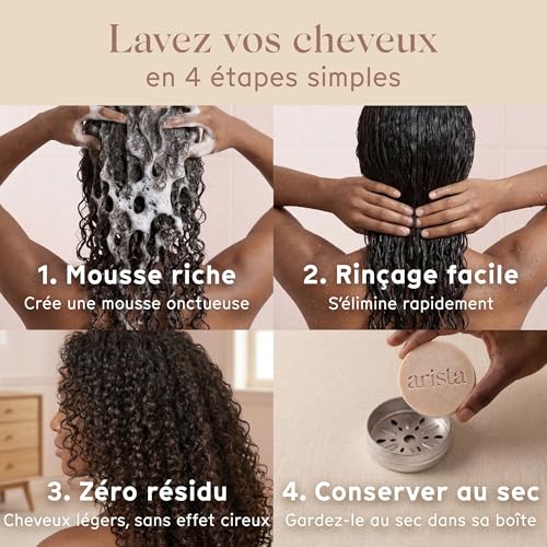 Arista Shampoing Solide Cheveux Bouclés | Huile d'Amande Douce, Beurre de Karité & Poudre de Reetha | Shampoing Sans Sulfate et Hydratant | Anti Frisottis – vue 6