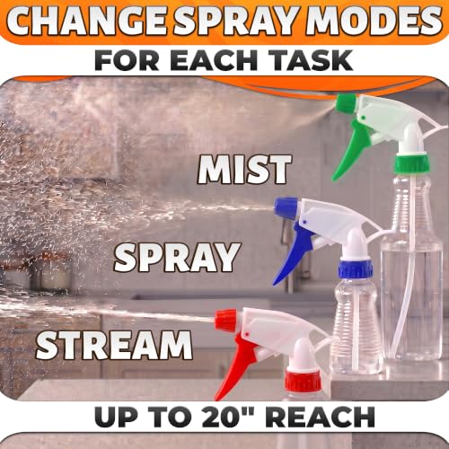 Image of 6 Pcs Spray Bottle Nozzle Replacement Pack - Heavy Duty Leak-Proof Trigger Sprayer for Cleaning, Garden, Pet Care, Auto Detailing & Kitchen - Fits 8, 16, 24, 32 oz Bottles, 28-400 Thread (Multicolor)