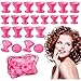 Produktbild 40 Stücke Rosa Magie Lockenwickler Silikon Magic Haarspulen Haar Roller Silikon Ohne Hitze Haarpflege DIY Styling-Tools Set Für Kurze Lange Haare (20 Große und 20 Kleine Silikon Lockenwickler)
