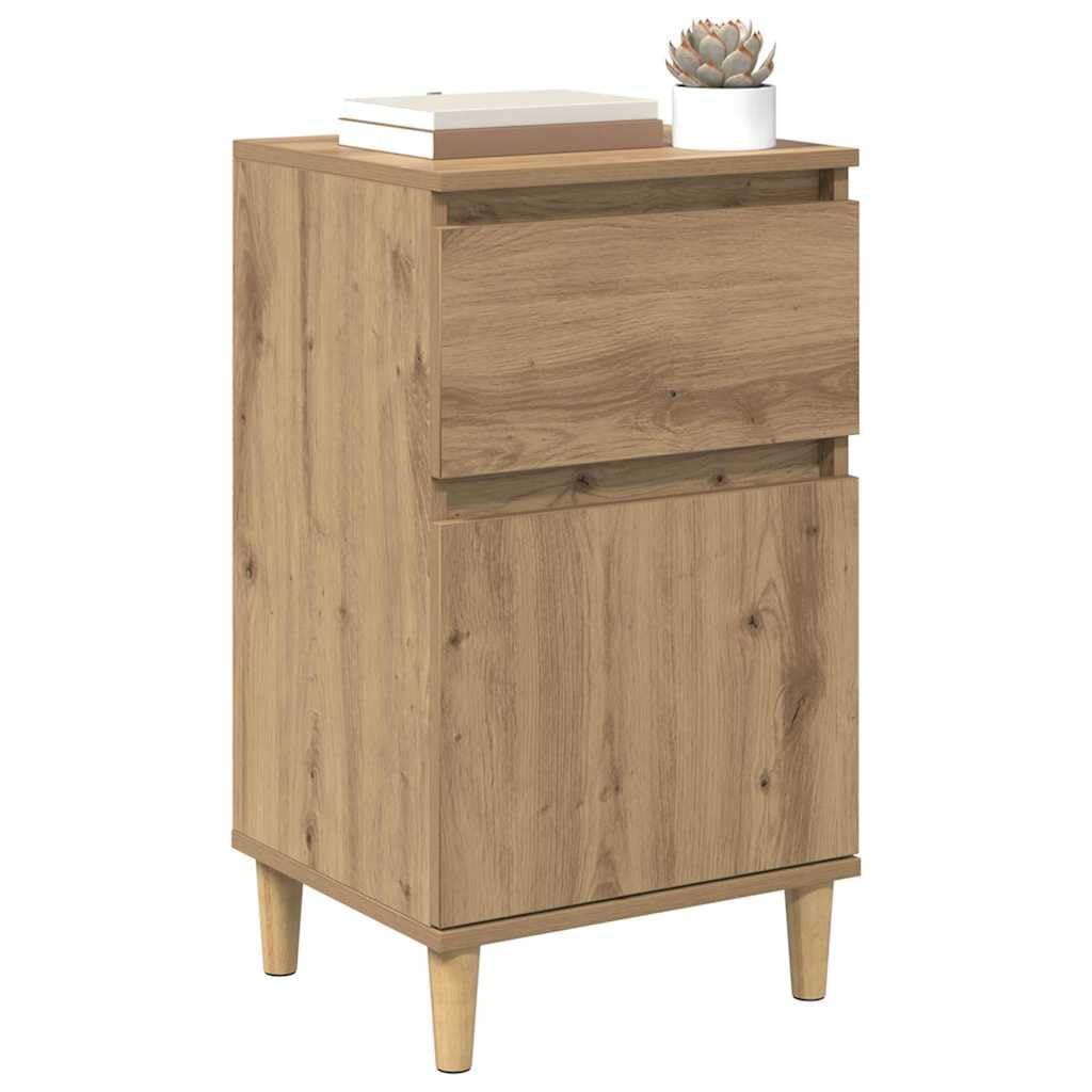 vidaXL Bedside Cabinet Artisan Oak 40 x 35 x 70 cm Engineered Wood, Rustic Bedroom Storage, Organize with Beige Nightstand, Small Table with Drawer, Wooden Cabinet for Essentials