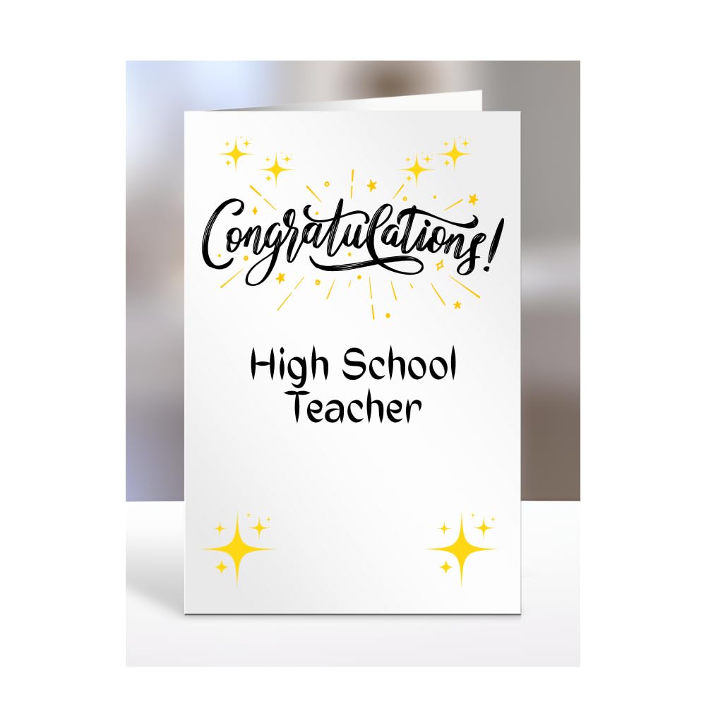 Congratulations High School Teacher card, gifts for men, women, colleagues, boss, manager, son, daughter, grandson, presents for christmas, A5-243b_82