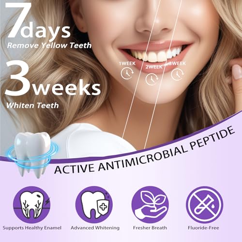 Image of VIELLA POP Antimicrobial Peptide Whitening Toothpaste - Purple Toothpaste for Teeth Whitening | Color Correcting | Brightens Yellow | Enamel Protection | Passion Fruit & Mint Flavor (2pcs)