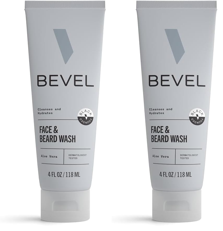 Image of Bevel Face & Beard Wash For Men With Witch Hazel & Aloe Vera Cleansing Mens Face Wash That Hydrates and Brightens Skin and Softens Beard, 4 FL Oz, (Pack of 2)