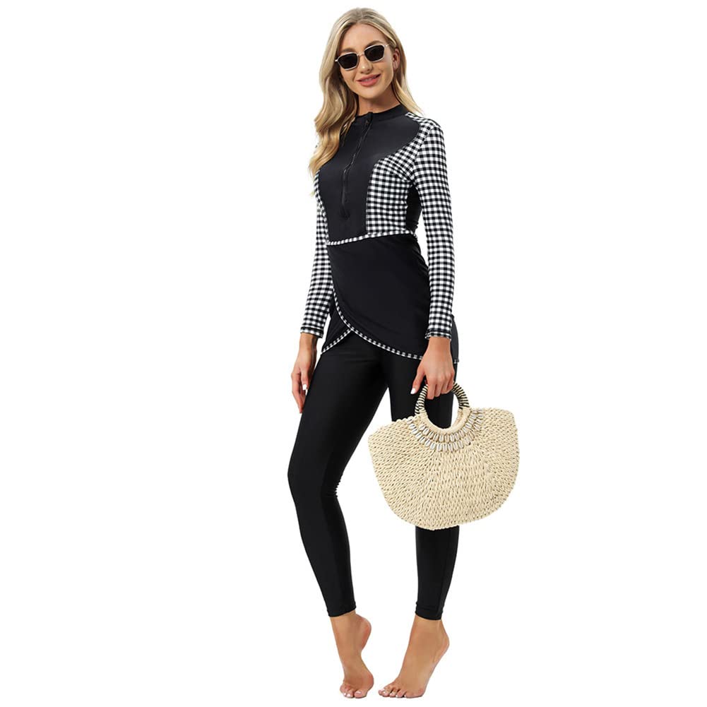 Traje de baño burkini para mujer, modesto, musulmán, manga larga, cubierta completa, hiyab, pantalones de natación