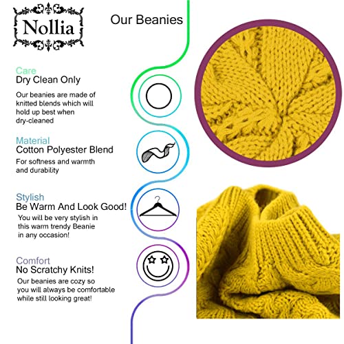 Image of Nollia Soft Knit Solid Color Beanie, Chic, and Lightweight Crochet Knitted Style Beanie Hat for Women, One Size Slouchy Hat
