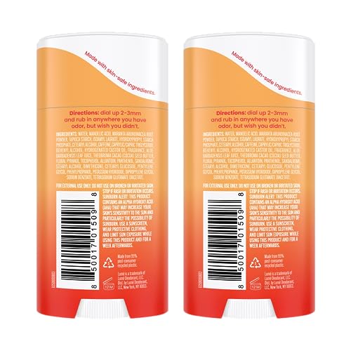 lume whole body deodorant - invisible cream stick - 72 hour odor control - aluminum free baking soda free skin safe - 22 ounce pack of 2 clean tangerine
