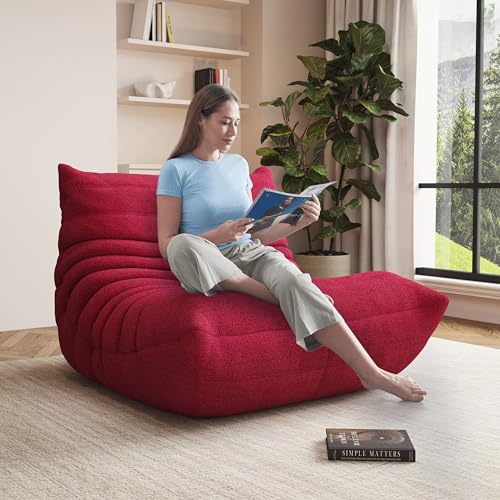 Image of Bean Bag Chair for Adults, Memory Foam Bean Bag Chairs, Comfy Floor Chair Fireside Reading Chair for Gaming Movie Room Bedroom Living Room Small Apartment Dorm (Burgundy, Single)