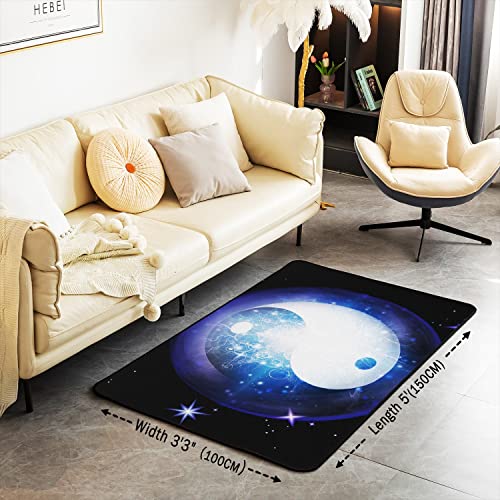 Loussiesd Boho Yin Yang Rugs for Living Room Bedroom Non Slip Area Rug Kids Women Men Universe Galaxy Carpet Area Rug Carpet for Kitchen Laundry Entryway Rug Mats 150 * 200cm - Image 2