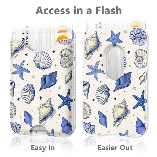 Image of Tropical Magnetic Wallet Compatible with Magsafe Wallets for iPhone 17 /16 /15 /14 /13 /12 Series Pro Max Plus Cute Phone Conch Card Holder Fit 3 Cards for Women Lether Mag Safe Coastal Shells