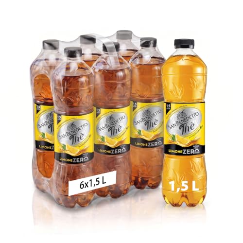 San Benedetto, Thè Freddo al Limone Zero, 6x1,5 l Bevanda Dissetante Analcolica, Gusto Fruttato, Tappo Click, Senza Zuccheri, Conservanti e Coloranti