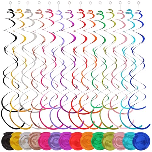48 Pcs Décorations Tourbillons Suspendus Guirlande à Spirales Colorées pour Anniversaire,...