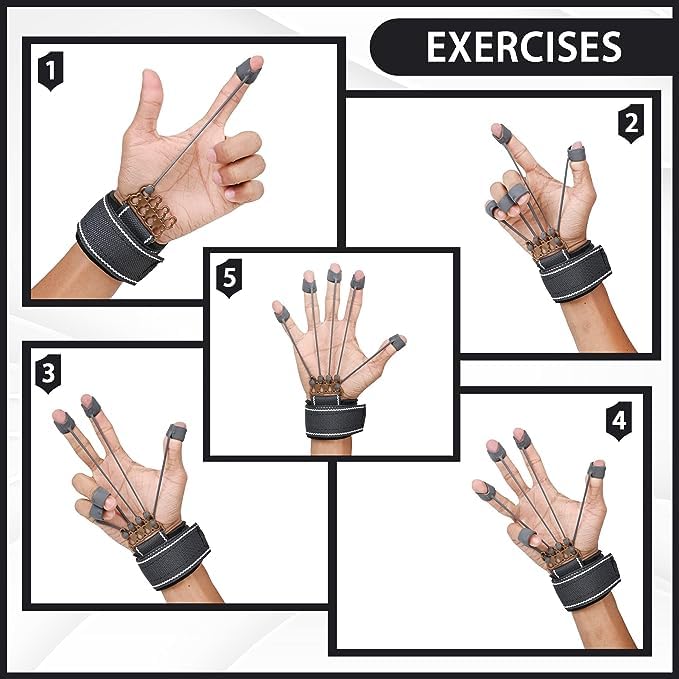 SUREFIT Finger Exerciser Hand Grip Strengthener for Fingers & Wrist Training Black Standard Size 3