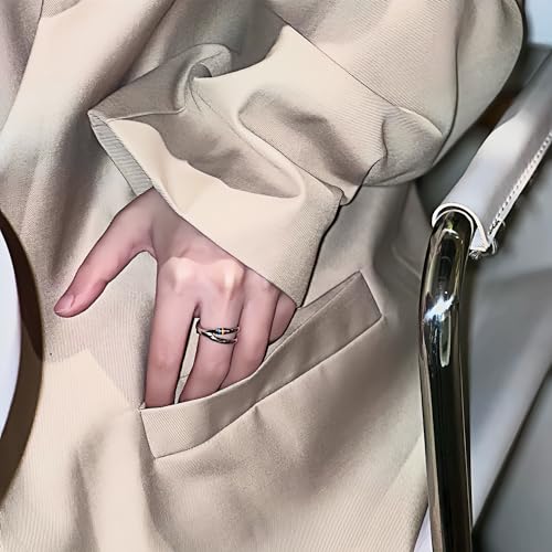 eartif Pride Rings Intertwined Crossover Rainbow Statement Open Ring Stacking Finger Band Ring Jewelry Birthday Gifts Bisexual Ring2