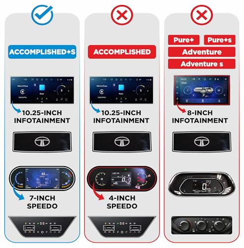 Image of Spartan Shield SCREEN GUARD For TATA PUNCH 2026 Facelift || ACCOMPLISHED+S || 10.25-INCH [THIN BEZEL] INFOTAINMENT TOUCHSCREEN + 7 INCH INSTRUMENT CLUSTER + STEERING + AC PANEL Protector || Anti Scratch | Water Resistant | HD Clear | High Touch Sensitivity | Digital Car Music Stereo Accessories [Not Tempered Glass]