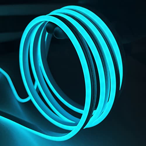 Image of Waterproof 16.4ft LED Neon Strip Light, Lake Blue, No 3M Tape, Dimmable, 12V