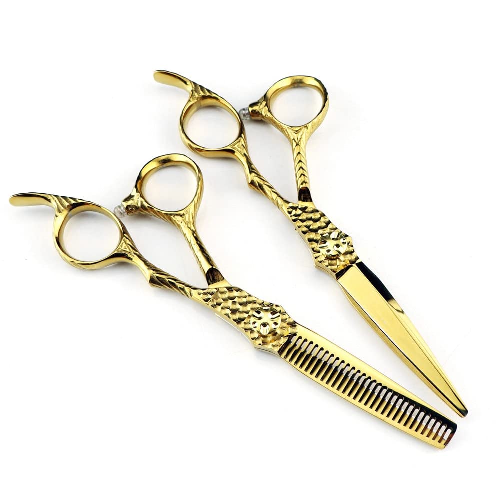 Forbici Professionali per Tagliare i Capelli, Forbici Professionali Si da 6 Pollici in Acciaio 440c di Alta qualit, Forbici per Capelli Dorate, Forbici per sfoltire, Forbici da Barbiere,