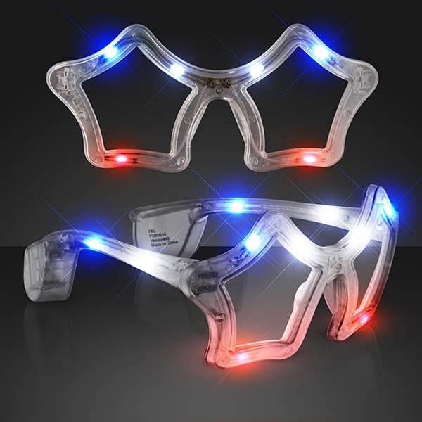 Red White Blue Flashing LED Star Sunglasses2