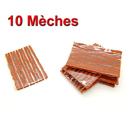 AURSTORE BASA Lot de 10 mèches (10CM la mèches) pour kit de réparation de Pneu Voiture Auto Moto.etc