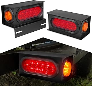 LIMICAR LED Trailer Light Kit, Trailer Tail Lights, Steel Trailer Light Boxes w/ 6" Oval LED Trailer Lights, 2" LED Amber Round LED Marker Lights, Trailer Tail Lights LED