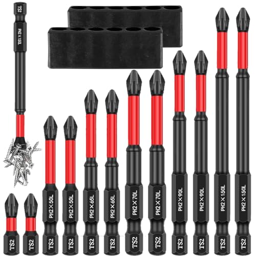 Image of Serplex Set of 12 TS2 Screwdriver Bit Heavy Duty S2 Alloy Steel Hex Shank TS2 Screwdriver Bits with 6 Length Bit for Impact Driver Electric,with Holder