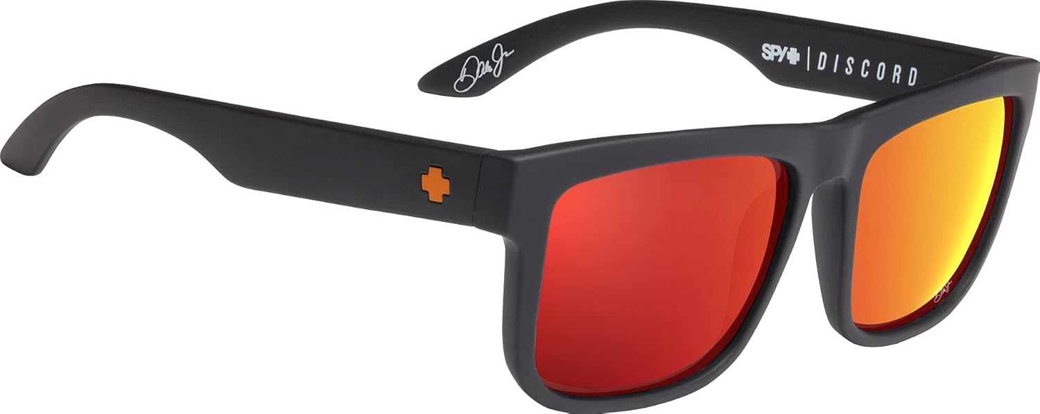 SPY Optic Discord, Square Sunglasses, Color and Contrast Enhancing Lenses, Dale Jr Matte Black - HD Plus Gray Green with Orange Spectra Mirror Lenses - Image 3