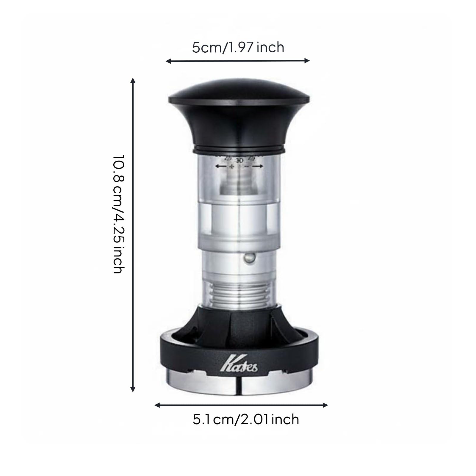 de Café Espresso Tamper Compactador Presionador con Automático y Fuerza Estable Materiales de Aluminio y Acero Inoxidable 304 Adecuada para Baristas, Negro, 51mm