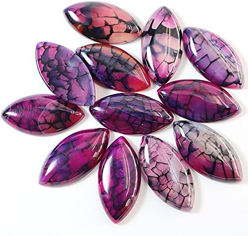 Charms Marquise Cabochons Stone Purple Dragon Veins Agates Beads Stone for Women Jewelry Making 20x40mm 10PCS - (Item Diameter: 10pcs)