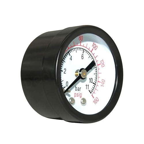 Miniatura 10 de Beduan Medidor de presión de aire para compresor de aire 2 "Dial central de montaje trasero, 14" NPT, 0-160 Psi