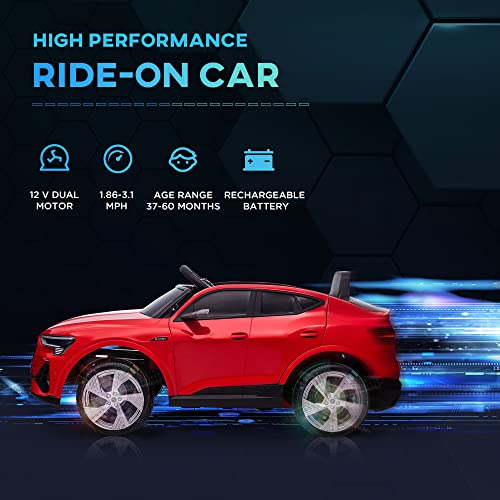 Aosom 12V Kids Electric Ride On Audi Sports Car, Battery Powered Toy W/Parent Remote Control, Safety Belt, Led Lights, Music, And Horn, For 3-5 Years Old, Red #TOP3