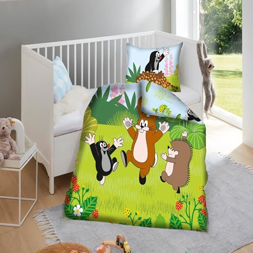 Familando Der Kleine Maulwurf Baby Bettwäsche Set (2-teilig) aus 100% Baumwolle Oeko-Tex - Deckenbezug 100x135 und Kissenbezug 40x60 cm -...