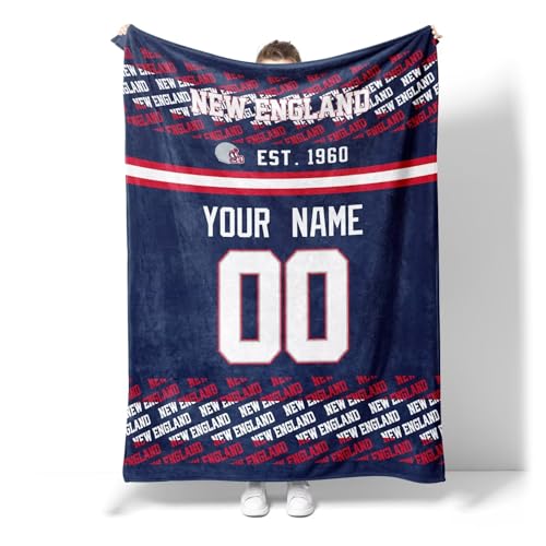 ANTKING New England Throw Blanket Custom Name and Number Blanket for Men Women Boy Gifts