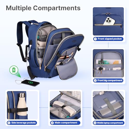 Mochila con ruedas para mujer DEVPNR azul oscuro 17 pulgadas miniatura 3