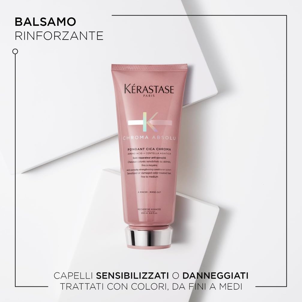 Kérastase, Chroma Absolu, Balsamo per Capelli Colorati Sensibilizzati o Danneggiati da Fini a Medi, Fondant Cica Chroma, 200 ml