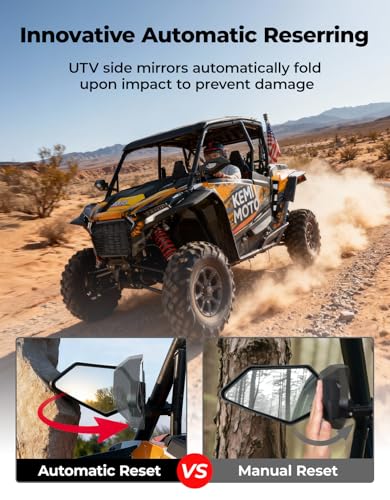 Image of KEMIMOTO UTV Side Mirrors, Auto-Fold Spring-Back, No Manual Adjustments