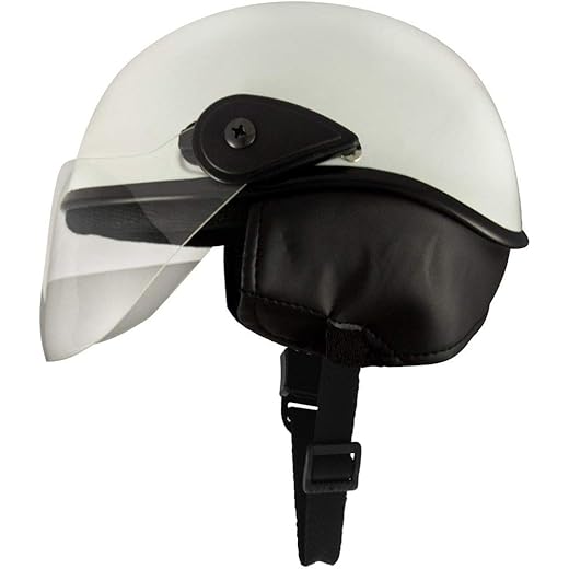 Western Era Half Helmet with Clear Visor - White Glossy