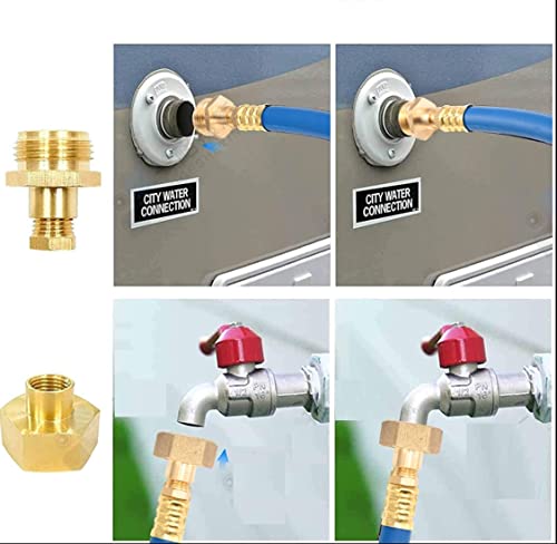 Image of 12 inch Winterize Sprinkler System RV Motorhome Boat Camper and Travel Trailer: Air Compressor Quick-Connect Plug to 3 /4 inch Garden Hose Faucet Blow Out Adapter Fitting with Shut Off Valve (Blue)