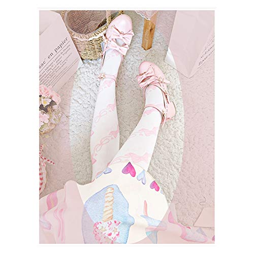 Chaussettes Lolita extensibles et opaques à motif bleu Harajuku - 4